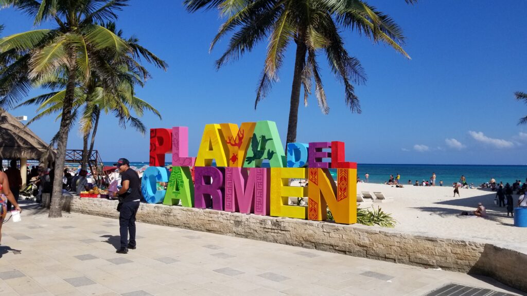 Playa del Carmen sign in one of the places to visit in Mexico