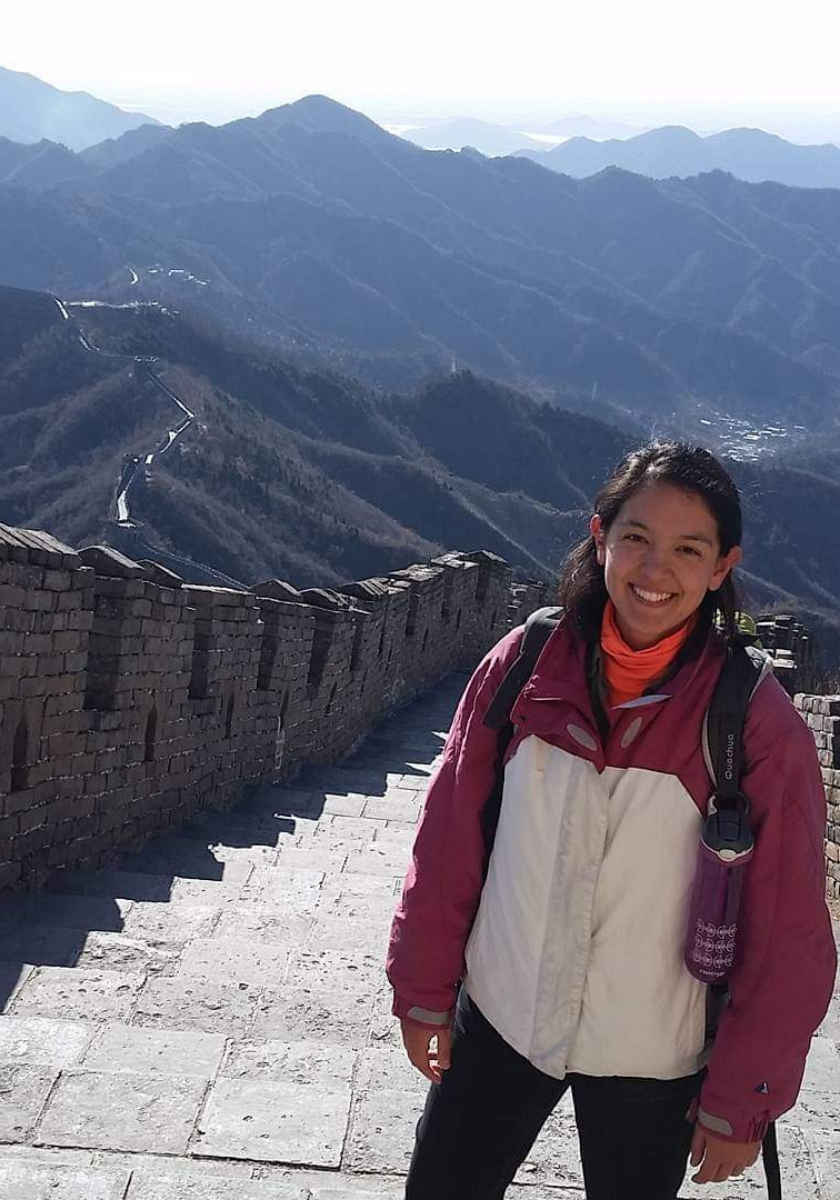 Online English teacher Marinella on the Great Wall of China